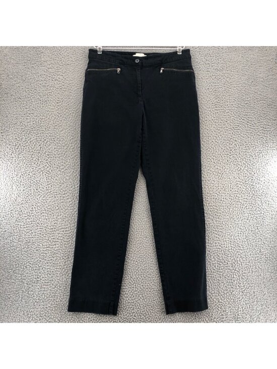 Talbots Pants - Talbots Pants Womens 6 Black Curvy Stretch Denim Zip Pockets Ankle Tapered Leg